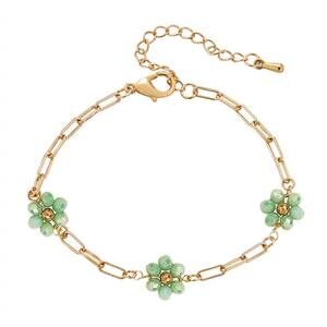 NEW WHAT'S HOT women's flower chain bracelet/anklet in mint/ gold